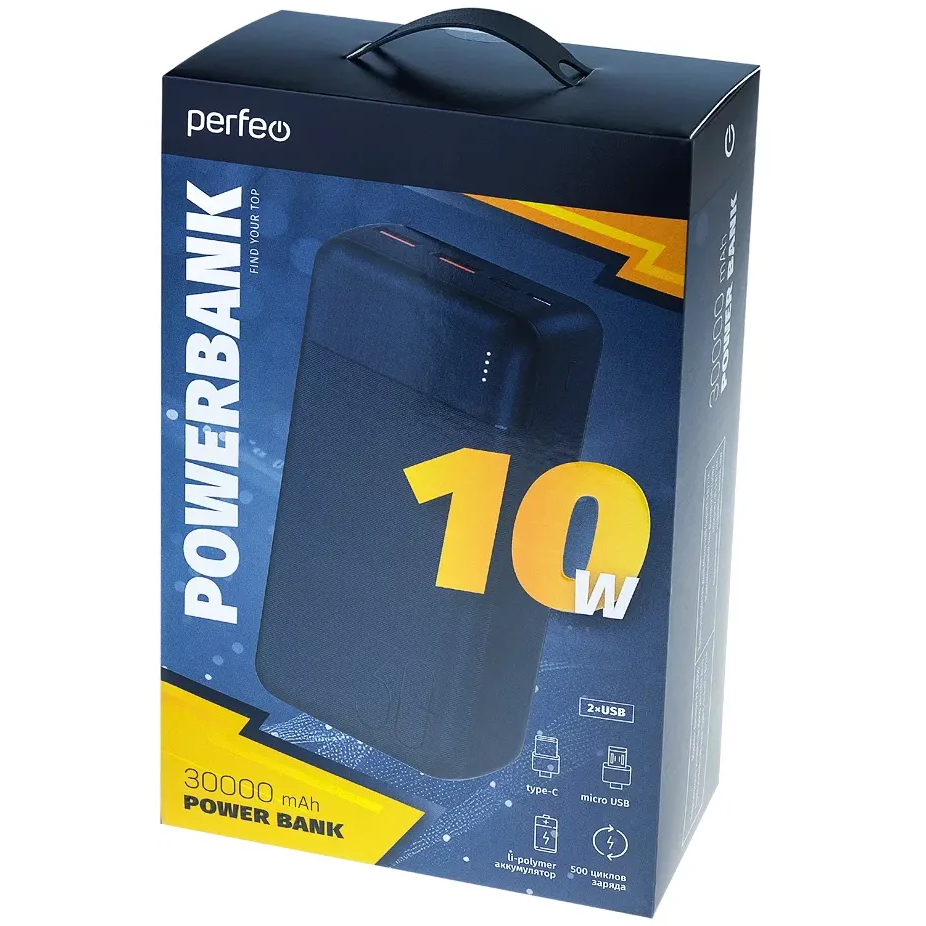 Внешний аккумулятор Perfeo Powerbank 30000mAh Black (PF_E2094) - фото 3