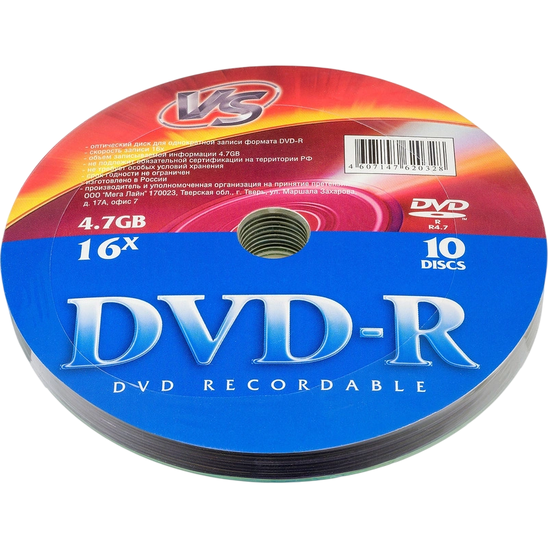 Диск DVD-R VS 4.7GB 16x Shrink (10 шт.) (VSDVDRS1001)