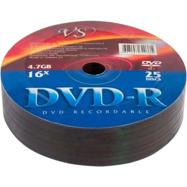Диск DVD-R VS 4.7GB 16x Shrink (25 шт.) (VSDVDRS2501)