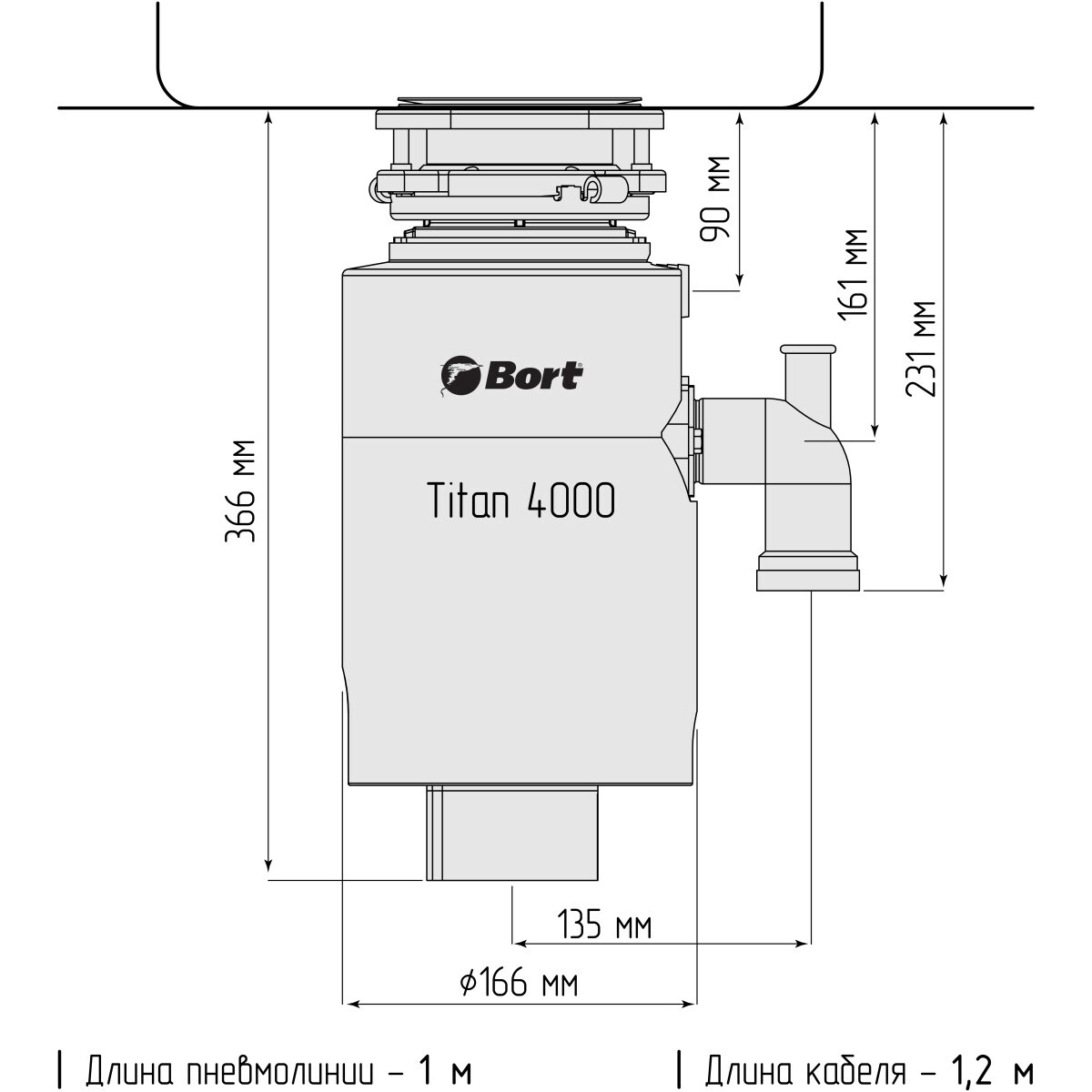 Измельчитель пищевых отходов Bort TITAN 4000 - 91275769 - фото 2