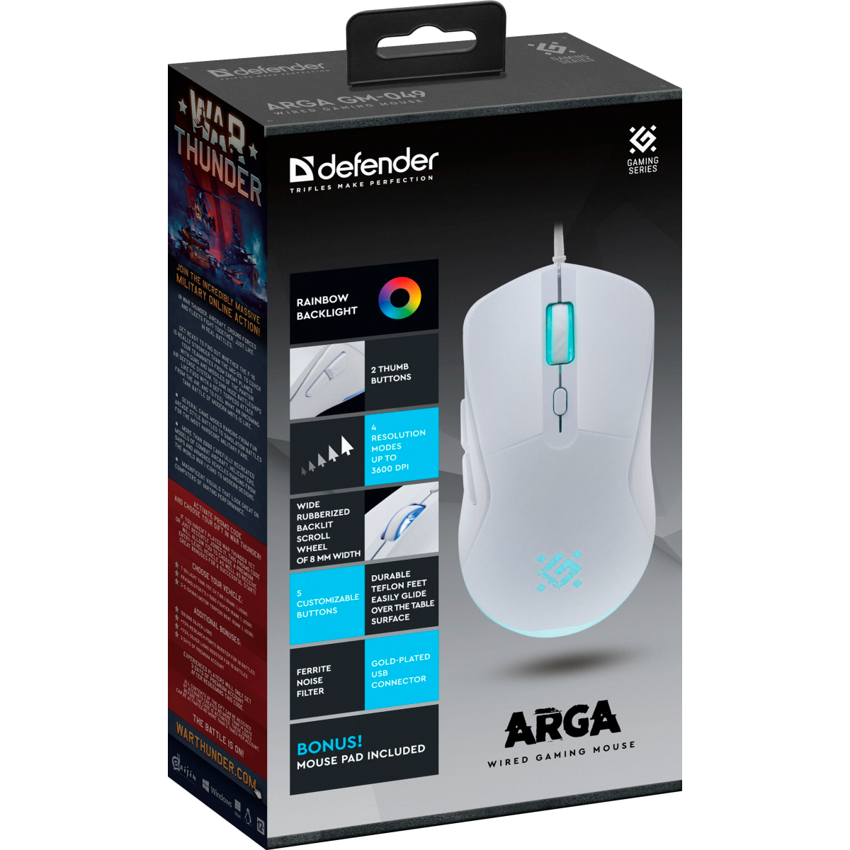 Мышь Defender Arga GM-049 White (52048) - фото 6