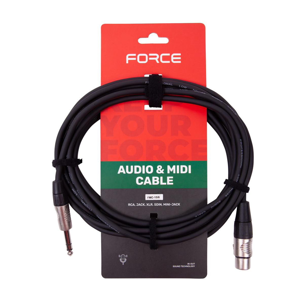 Кабель межблочный 6.3 Jack (M) - XLR (F), 6м, FORCE FMC-15