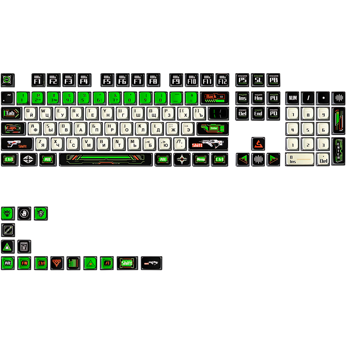 Комплект клавиш AULA Venom Black White Green