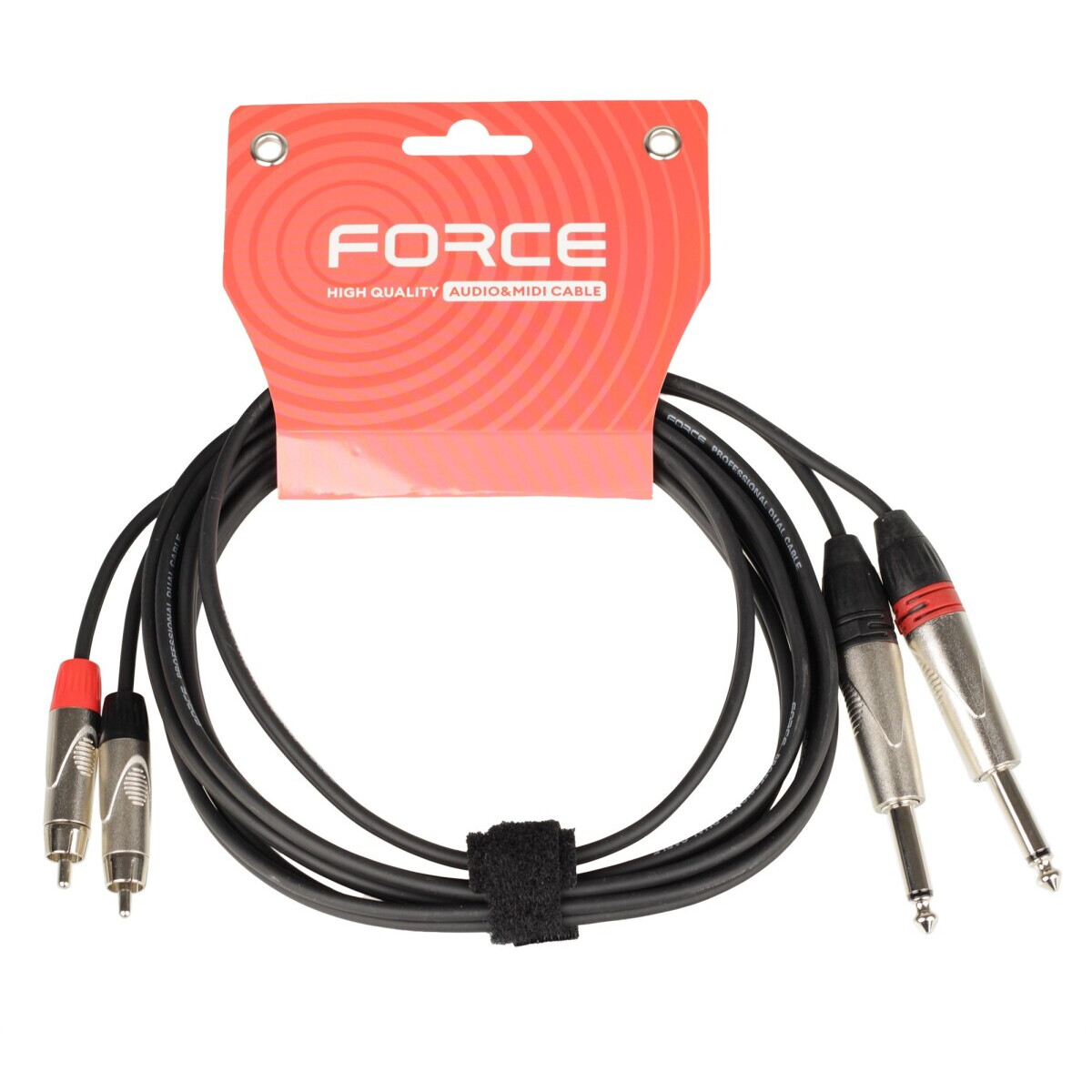 Кабель межблочный 2x 6.3 Jack (M) - 2x RCA (M), 3м, FORCE FLC-37