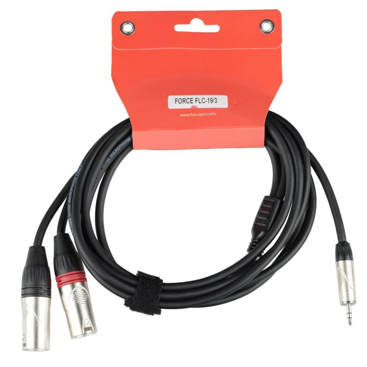 Кабель межблочный 3.5 Jack (M) - 2x XLR (M), 3м, FORCE FLC-19 - FLC-19/3 - фото 2