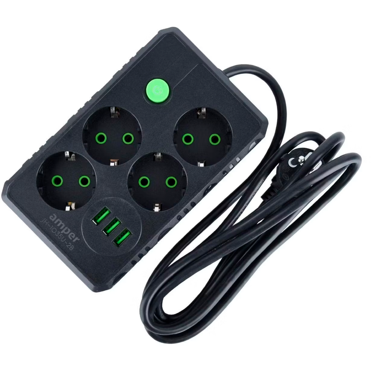 Сетевой удлинитель Amper JH-1035U-2B - фото 2