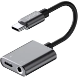 Переходник USB Type-C - 3.5 Jack/USB Type-C, 0.1м, PERO AD10 Black