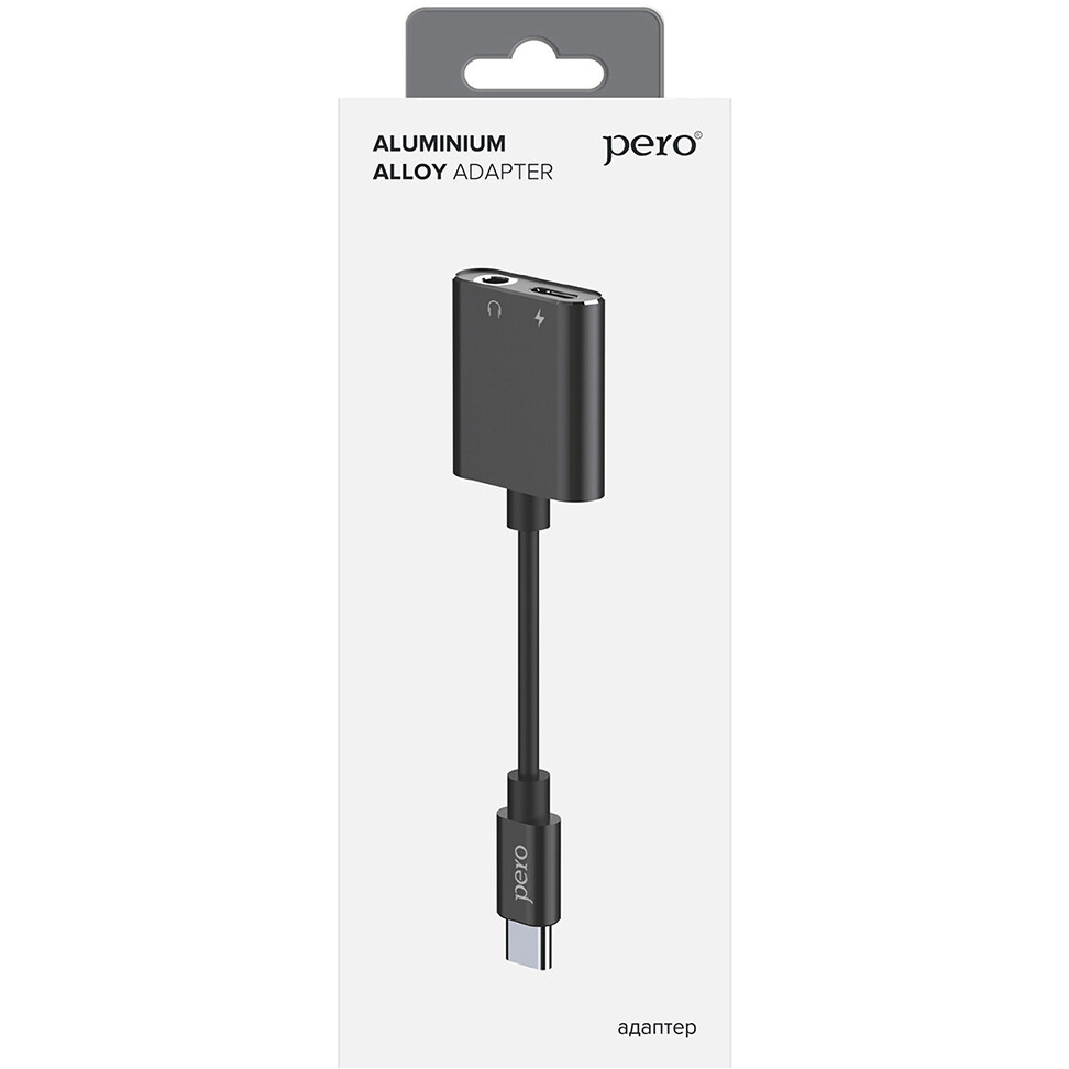 Переходник USB Type-C - 3.5 Jack/USB Type-C, 0.1м, PERO AD10 Black - фото 3