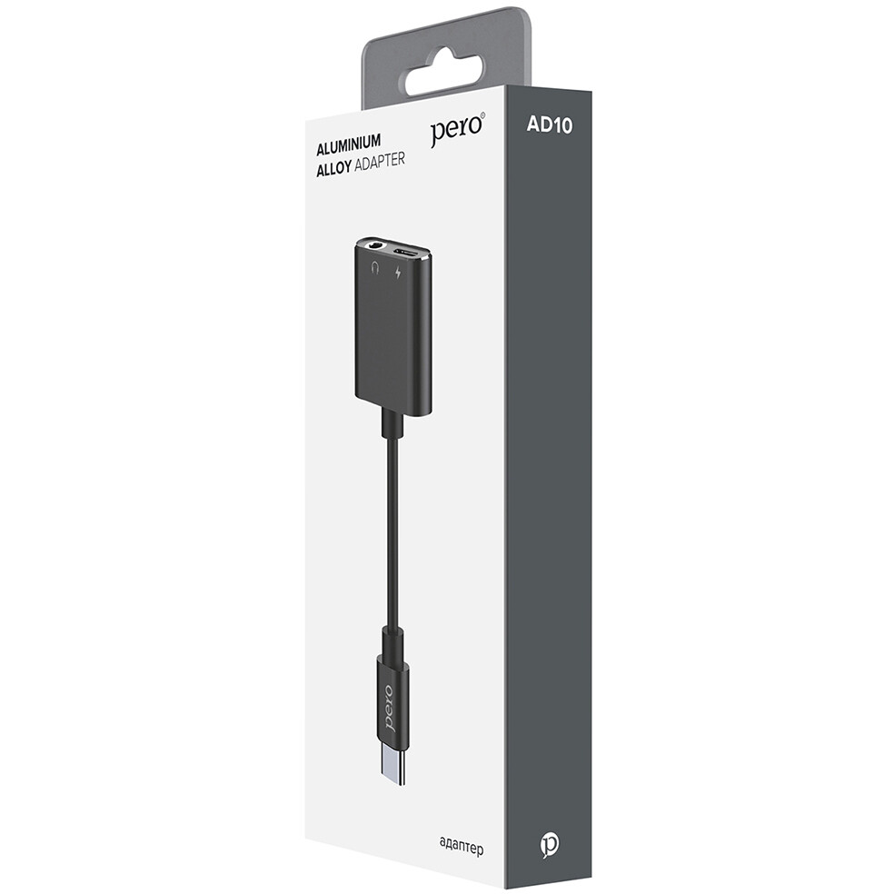 Переходник USB Type-C - 3.5 Jack/USB Type-C, 0.1м, PERO AD10 Black - фото 4