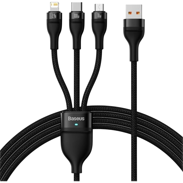 Кабель USB - microUSB/USB Type-C/Lightning, 1.2м, Baseus CASS030001