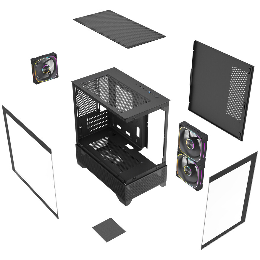 Корпус Powercase Vision Micro M4B Black - CVMM4B-A3 - фото 8