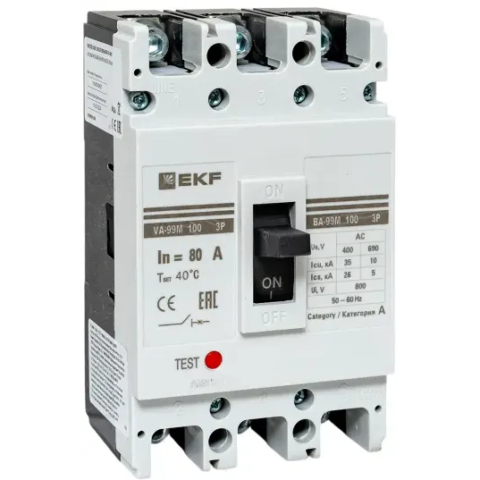 Автоматический выключатель EKF mccb99-100-80m - фото 2