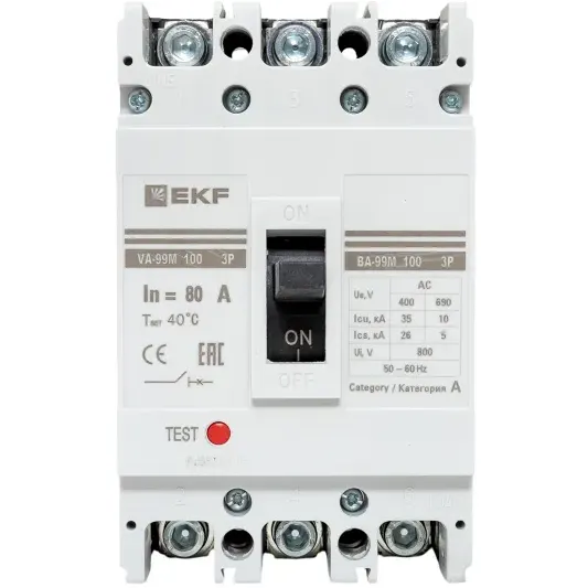 Автоматический выключатель EKF mccb99-100-80m