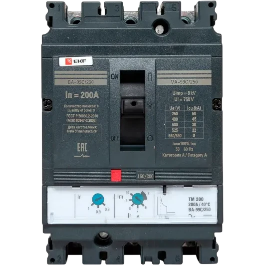 Автоматический выключатель EKF mccb99C-250-200 - фото 2