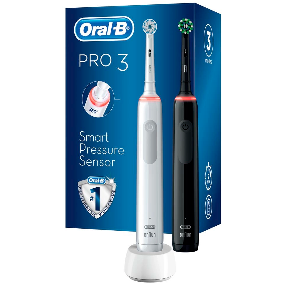 Зубная щётка Oral-B Pro 3 Black/White (2 шт) - D505.513.3X - фото 2