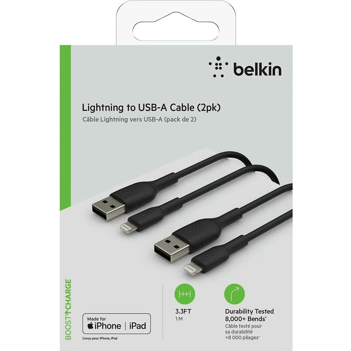 Кабель USB - Lightning, 1м, Belkin CAA001bt1MBK2PK (2 шт.) - фото 5
