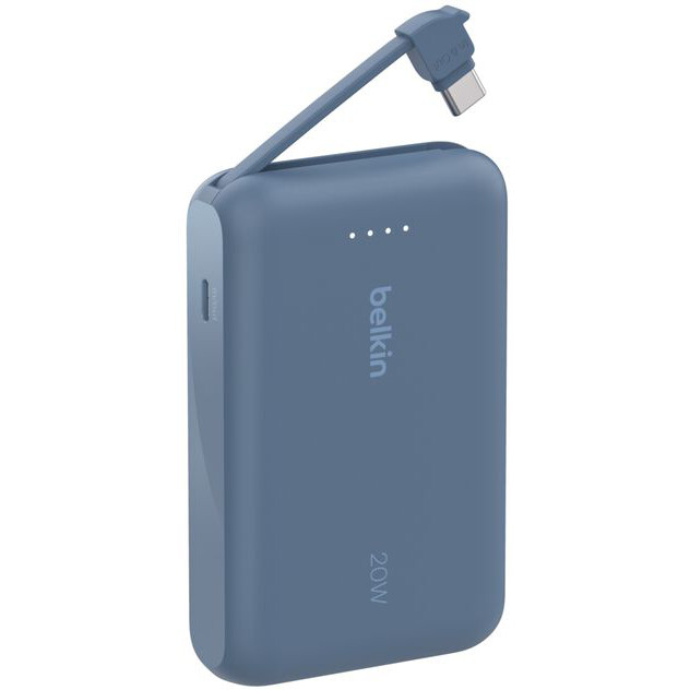 Внешний аккумулятор Belkin BoostCharge Power Bank 10K with Integrated Cable Blue - BPB021hqBL - фото 3