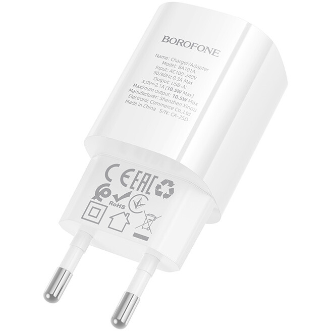 Сетевое зарядное устройство Borofone BA101A Pudding White - фото 6