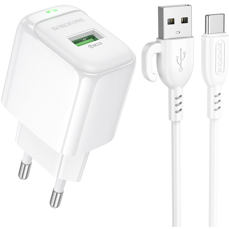 Сетевое зарядное устройство Borofone BAS42A Potential White + Type-C Cable
