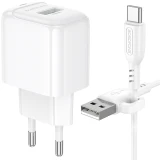 Сетевое зарядное устройство Borofone BAS42A Potential White + Type-C Cable (6941991113802)