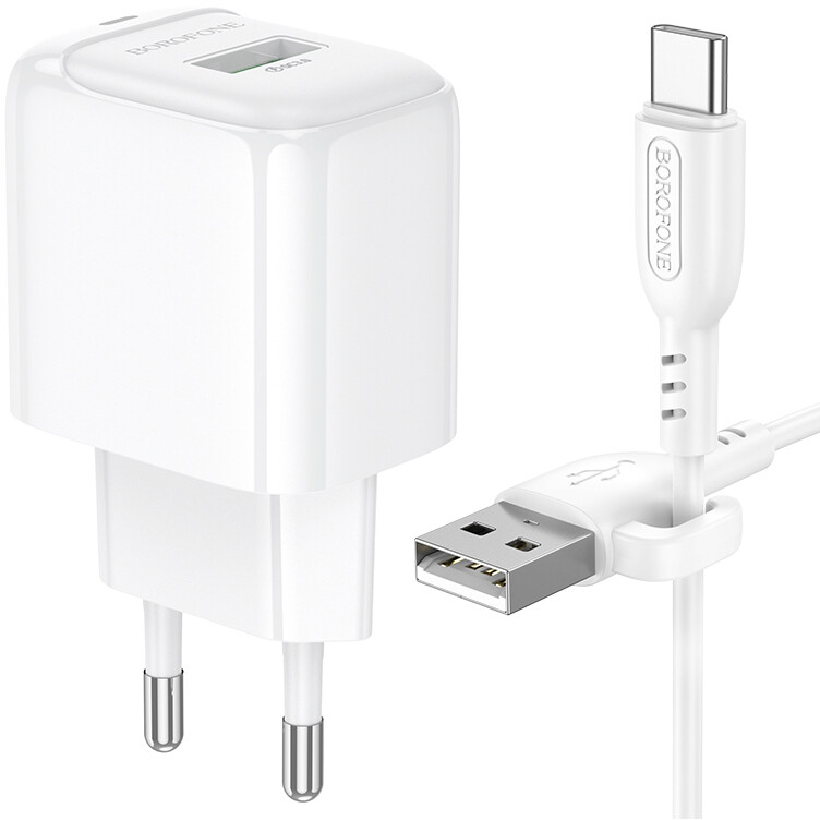 Сетевое зарядное устройство Borofone BAS42A Potential White + Type-C Cable - 6941991113802 - фото 2