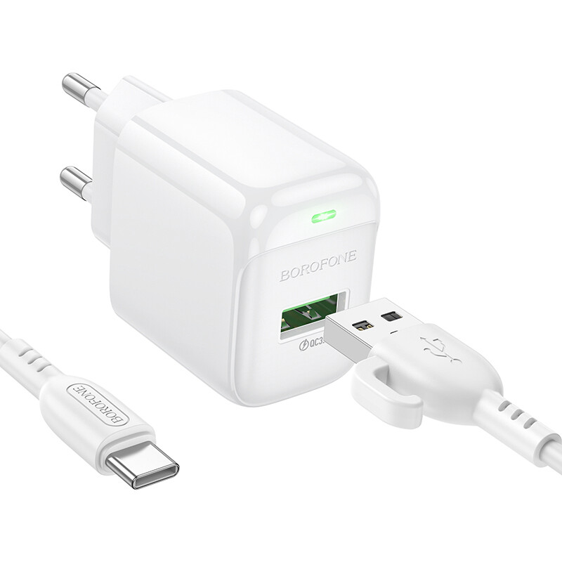 Сетевое зарядное устройство Borofone BAS42A Potential White + Type-C Cable - 6941991113802 - фото 3