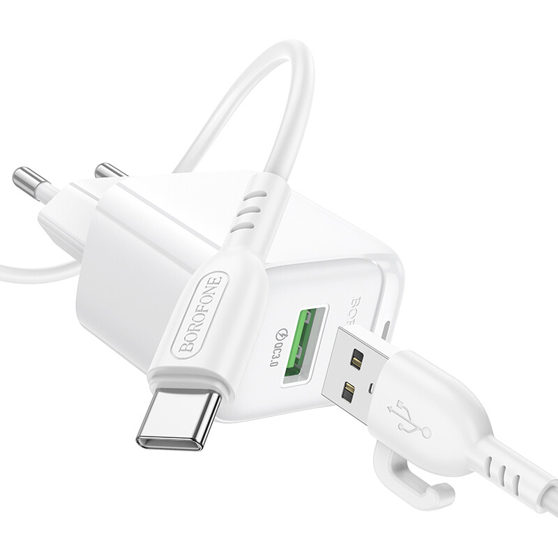 Сетевое зарядное устройство Borofone BAS42A Potential White + Type-C Cable - 6941991113802 - фото 4