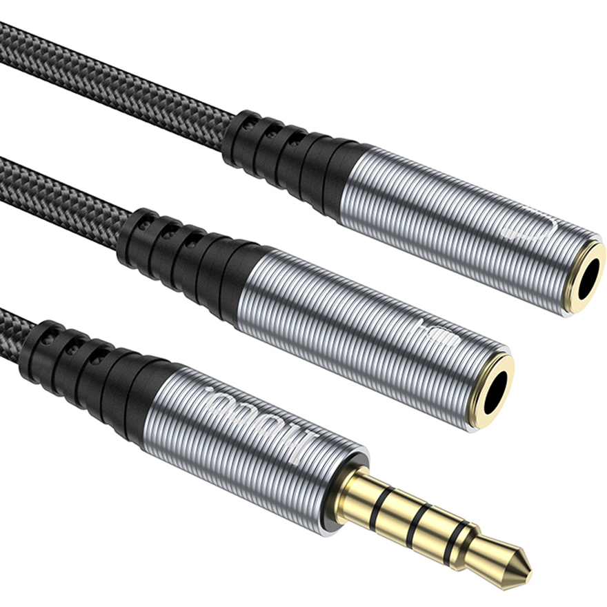 Разветвитель 3.5 Jack (M) - 2x 3.5 Jack (F), 0.25м, HOCO UPA21 Black