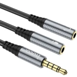 Разветвитель 3.5 Jack (M) - 2x 3.5 Jack (F), 0.25м, HOCO UPA21 Black (6931474766809)