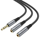 Разветвитель 3.5 Jack (M) - 2x 3.5 Jack (F), 0.25м, HOCO UPA21 Black (6931474766809)