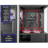 ..... Корпус Ginzzu CL305 Black, Вмятина на боковой крышке, следы установки.
