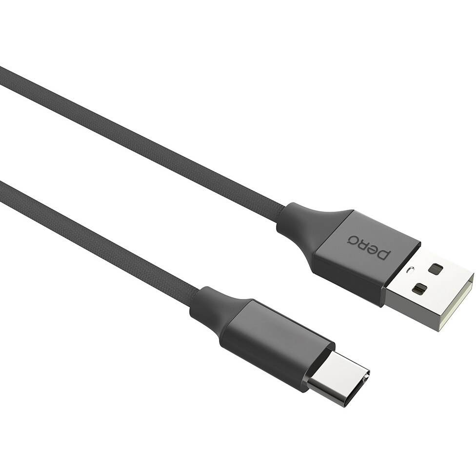 Кабель USB - USB Type-C, 1м, PERO DC-02 Black - PRDC-02TC1MB