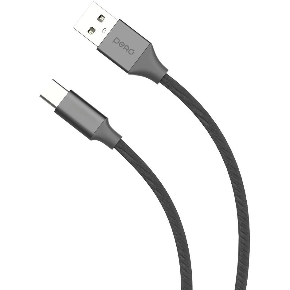 Кабель USB - USB Type-C, 1м, PERO DC-02 Black - PRDC-02TC1MB - фото 2