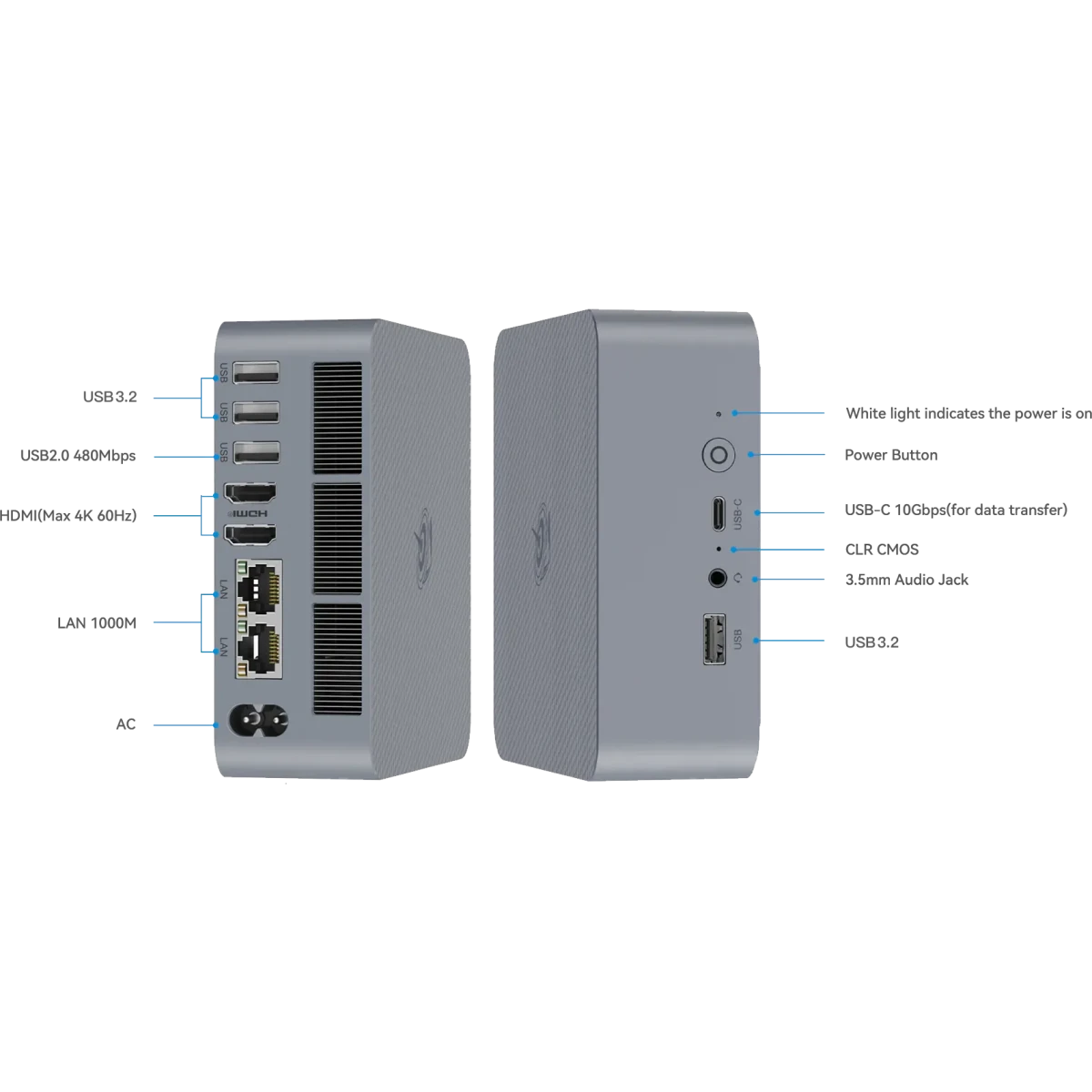 Мини ПК Beelink EQi12 Milky Grey (i5-1235U/16GB/500GB/NoOS) - EQi12-D4/1235U/16GB/500GB/NoOS - фото 7
