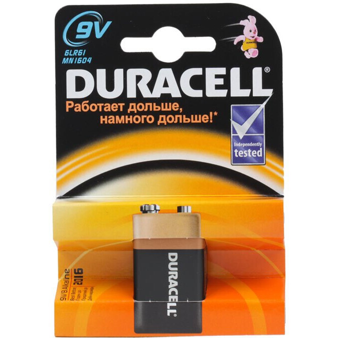 Батарейка Duracell Basic (9V, 1 шт.) - 6LR61-1BL
