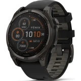 Умные часы Garmin Fenix 8 47mm Carbon grey DLC titanium with Black/pebble grey silicone band (010-02906-11)