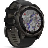 Умные часы Garmin Fenix 8 47mm Carbon grey DLC titanium with Black/pebble grey silicone band (010-02906-11)