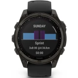Умные часы Garmin Fenix 8 47mm Carbon grey DLC titanium with Black/pebble grey silicone band (010-02906-11)