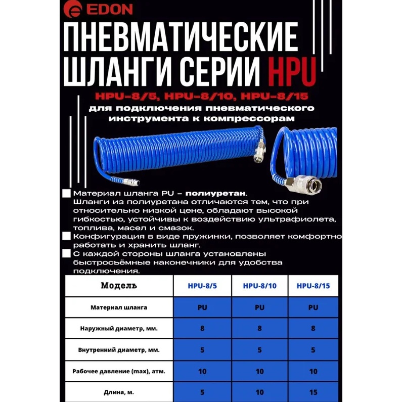Шланг Edon HPU-8/10 - 38926 - фото 5