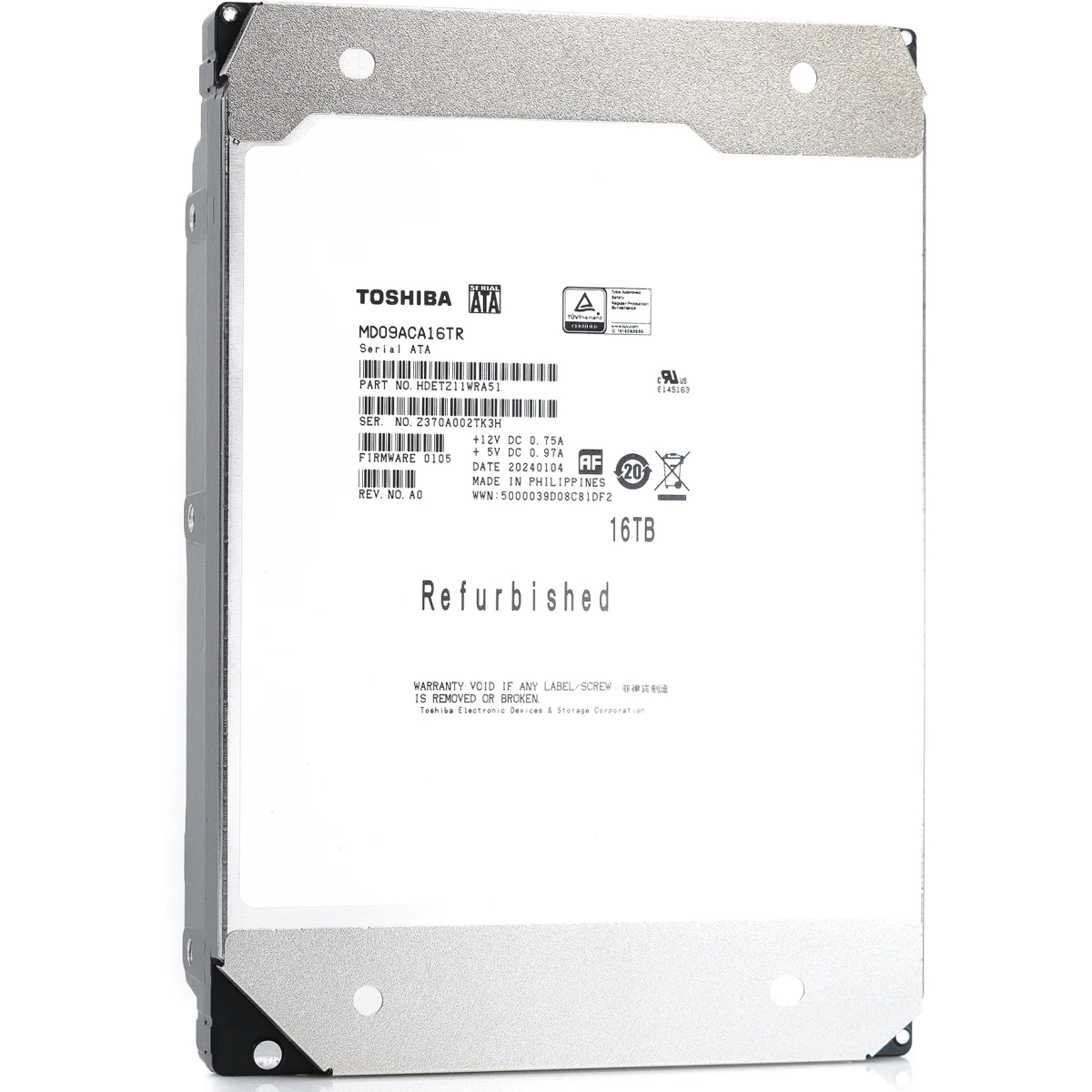 Жёсткий диск 16TB SATA-III Toshiba MD09 (MD09ACA16TR) Factory Recertified