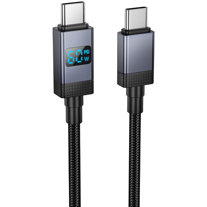 Кабель USB Type-C - USB Type-C, 1м, HOCO X118 Black
