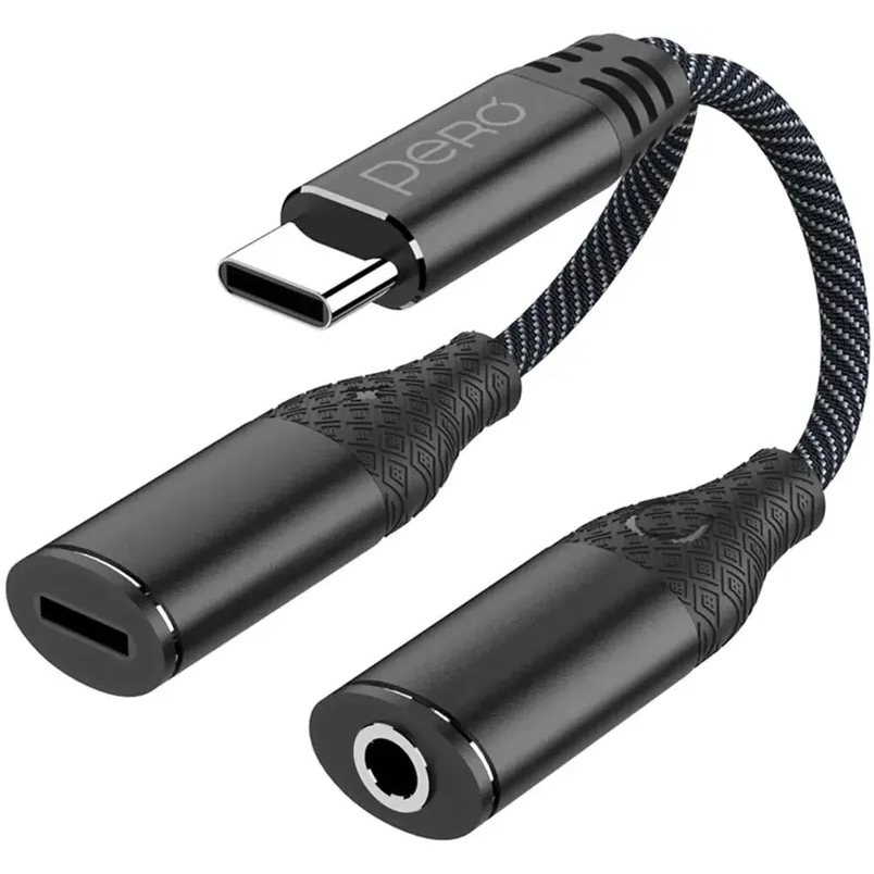 Переходник USB Type-C - 3.5 Jack/USB Type-C, 0.1м, PERO AD11 Black