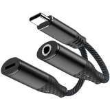 Переходник USB Type-C - 3.5 Jack/USB Type-C, 0.1м, PERO AD11 Black