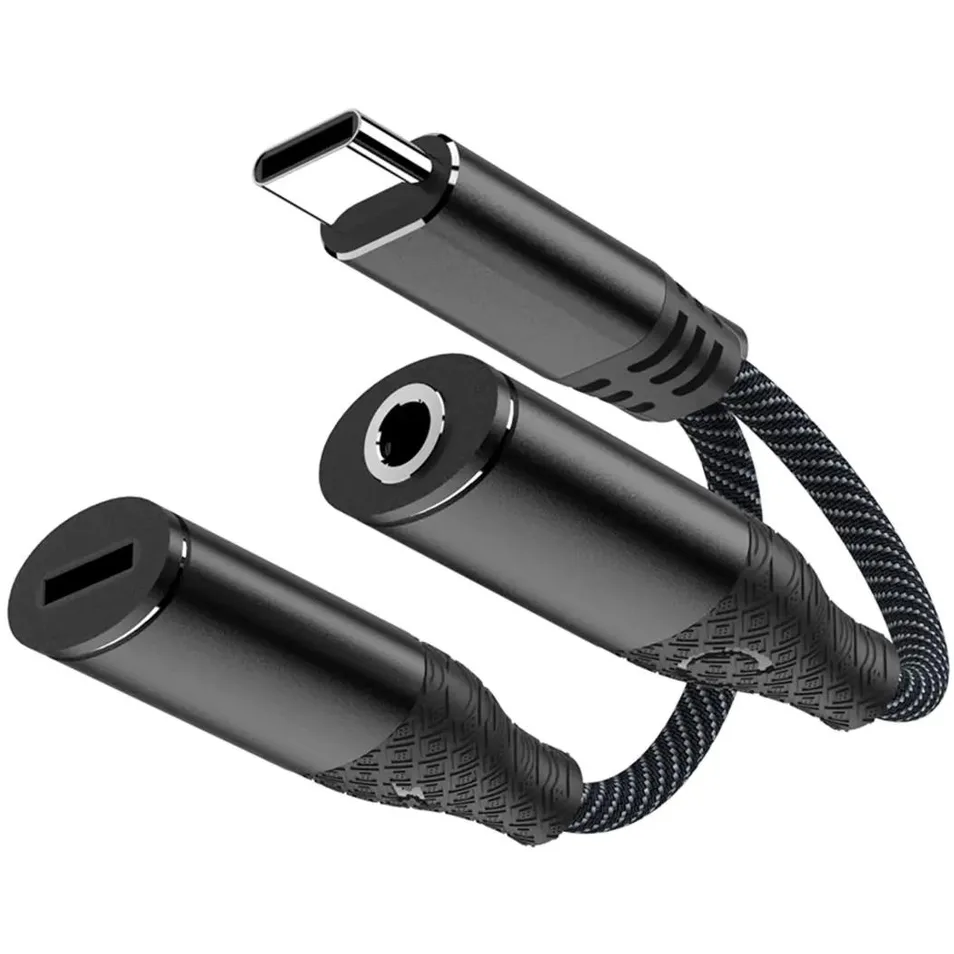 Переходник USB Type-C - 3.5 Jack/USB Type-C, 0.1м, PERO AD11 Black - фото 2