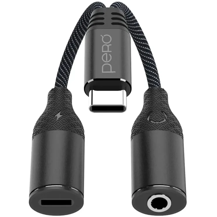 Переходник USB Type-C - 3.5 Jack/USB Type-C, 0.1м, PERO AD11 Black - фото 3