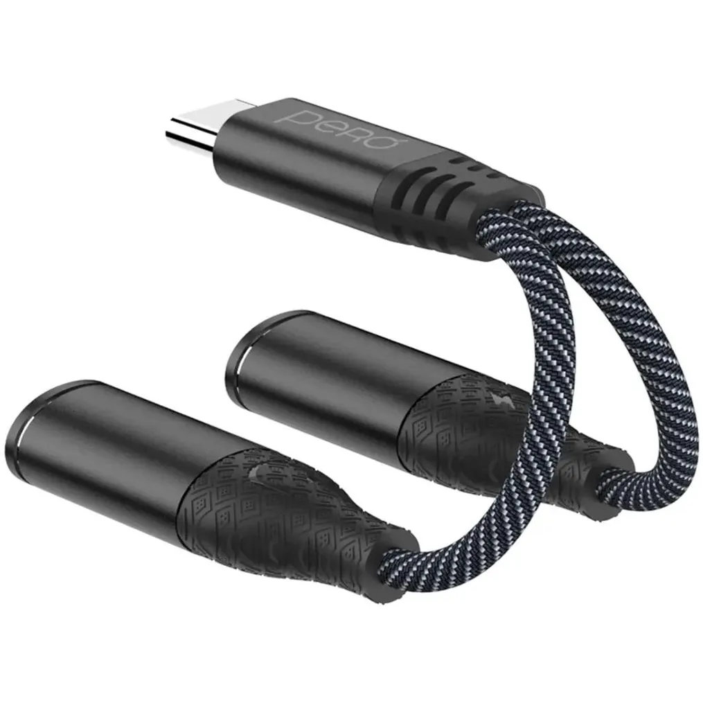 Переходник USB Type-C - 3.5 Jack/USB Type-C, 0.1м, PERO AD11 Black - фото 5