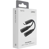 Переходник USB Type-C - 3.5 Jack/USB Type-C, 0.1м, PERO AD11 Black