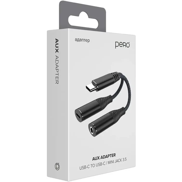 Переходник USB Type-C - 3.5 Jack/USB Type-C, 0.1м, PERO AD11 Black - фото 6