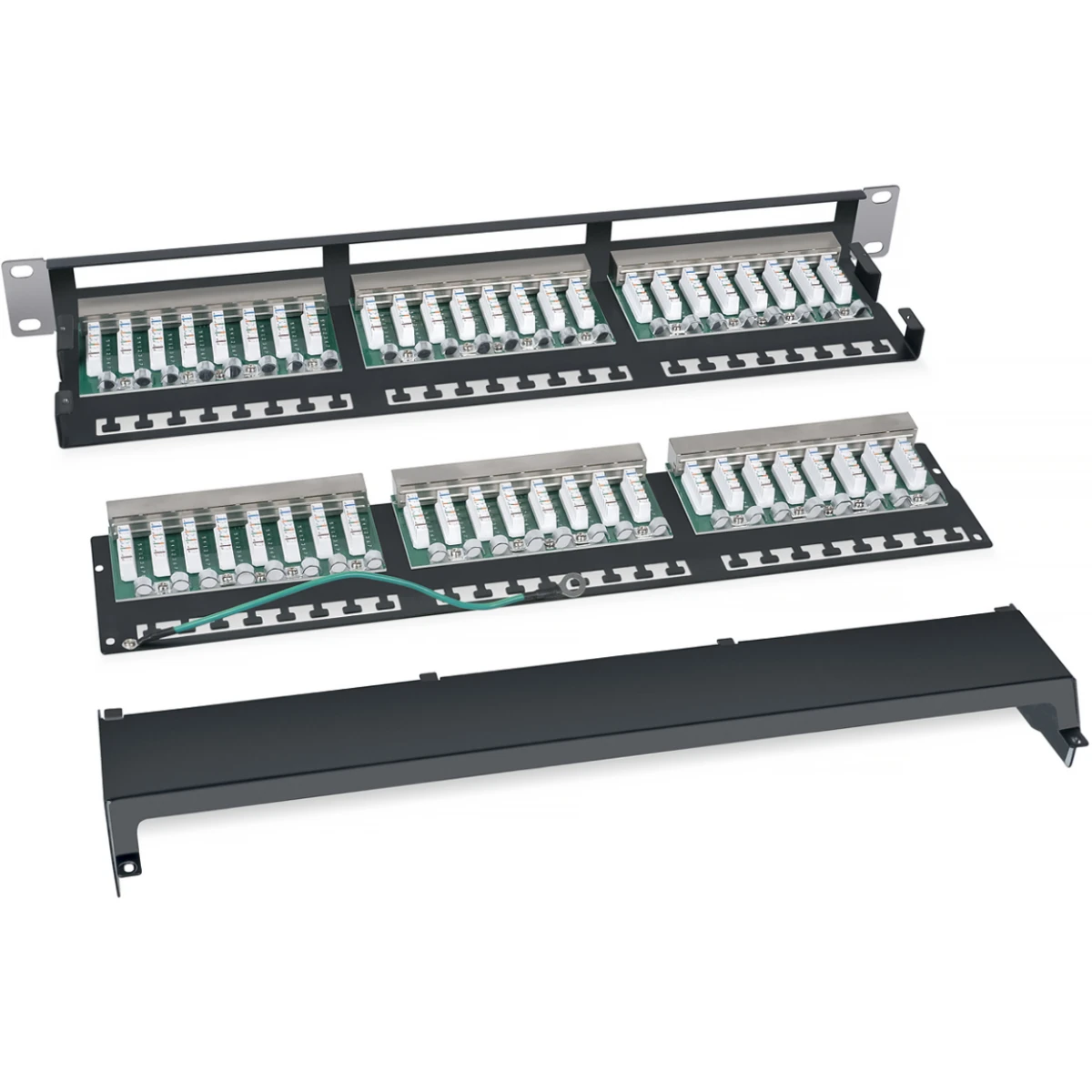 patc panel cabeus plhd 48 cat6 sh dual idc 1u b u povrezdenie korpusa i korobki — фото 3