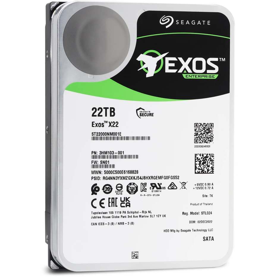Жёсткий диск 22TB SATA-III Seagate Exos X22 (ST22000NM001E) Factory Recertified
